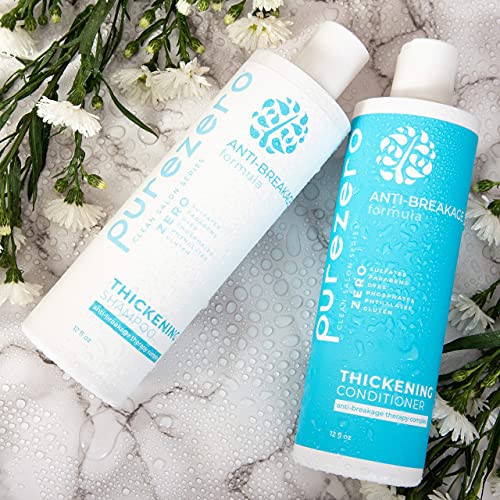 Purezero Anti-Breakage & Thickening Shampoo Conditioner set, For Hair Loss & Hair Thinning, With Biotin, Vitamin C, Caffeine and Saw Palmetto, 100% Vegan & Cruelty Free, Color Safe, 24 ounces